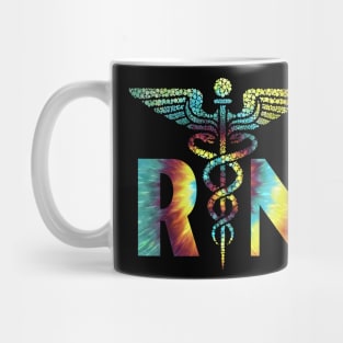 Lovely RN Registered Nurse Tie Dye Mug